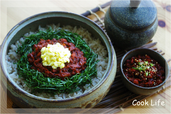 간단한 참치약고추장과 약고추장으로 만든 비빔밥
