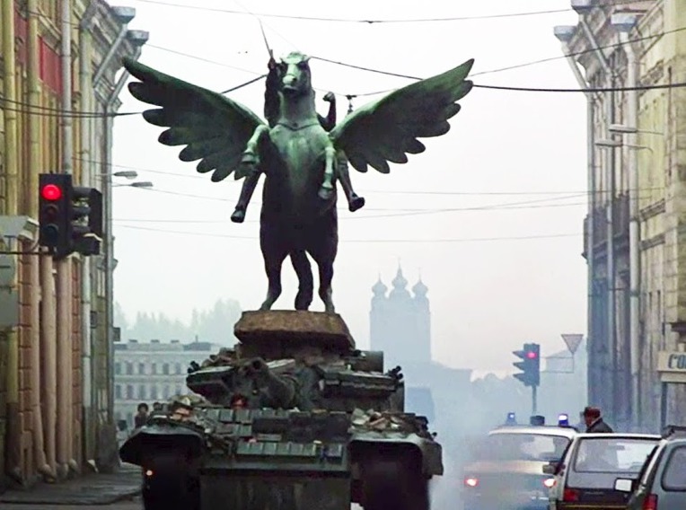 T-55 탱크 탄 러시아 표트르 대제 동상의 상트 페테르부르크 드라이빙 T-55 Tank ride Russian Peter 1 Statue driving in the Saint Petersburg